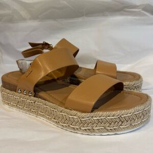 Athlefit brown platform espadrille sandals with ankle strap